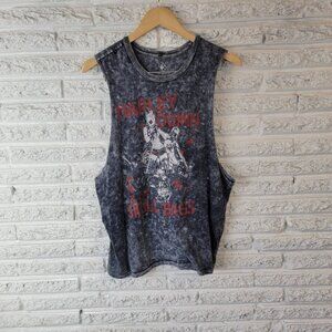 Harley Quinn Womens XL Tank Top Blue Skull Design 100% Cotton Sleeveless NOV147E